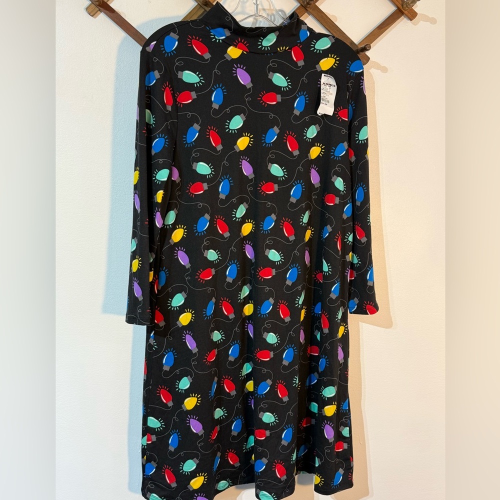 Jollidays Christmas Lights Dress long sleeve high neck slip on NWT size Medium